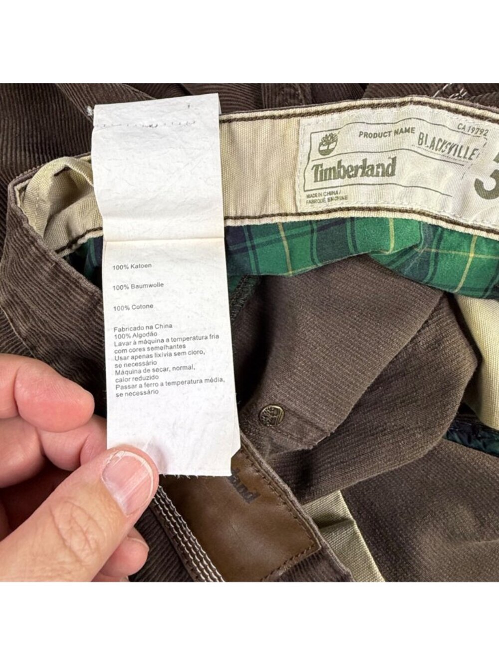 VTG Timberland Blacksville Brown Corduroy Trousers Pants 36X30 Workwear EUC - Picture 10 of 12